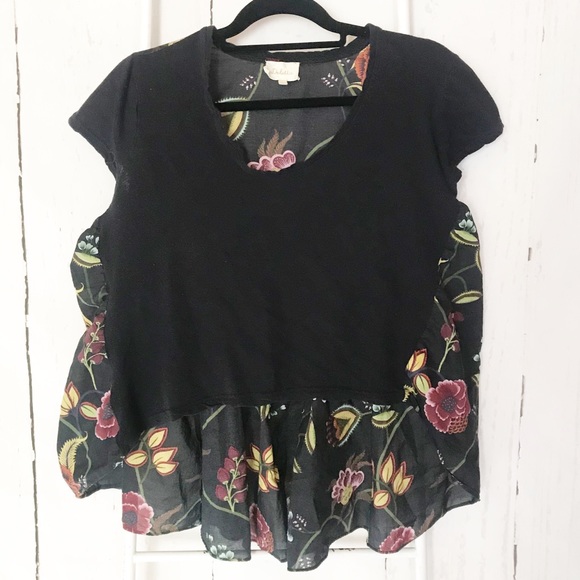 Anthropologie Tops - Anthropologie Deletta Blue Floral Top